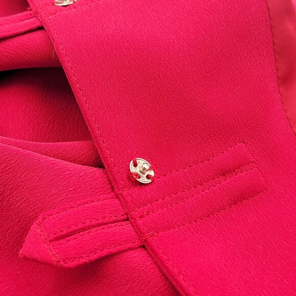 Vtg Silk Red Long-Sleeve Blazer With Knot Button Closures & Wide Collar - Picture 14 of 16